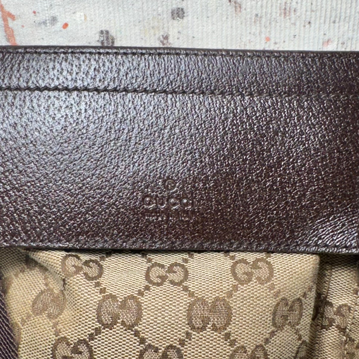 GUCCI BROWN GG MONOGRAM DOUBLE POCKET CANVAS BELT BAG