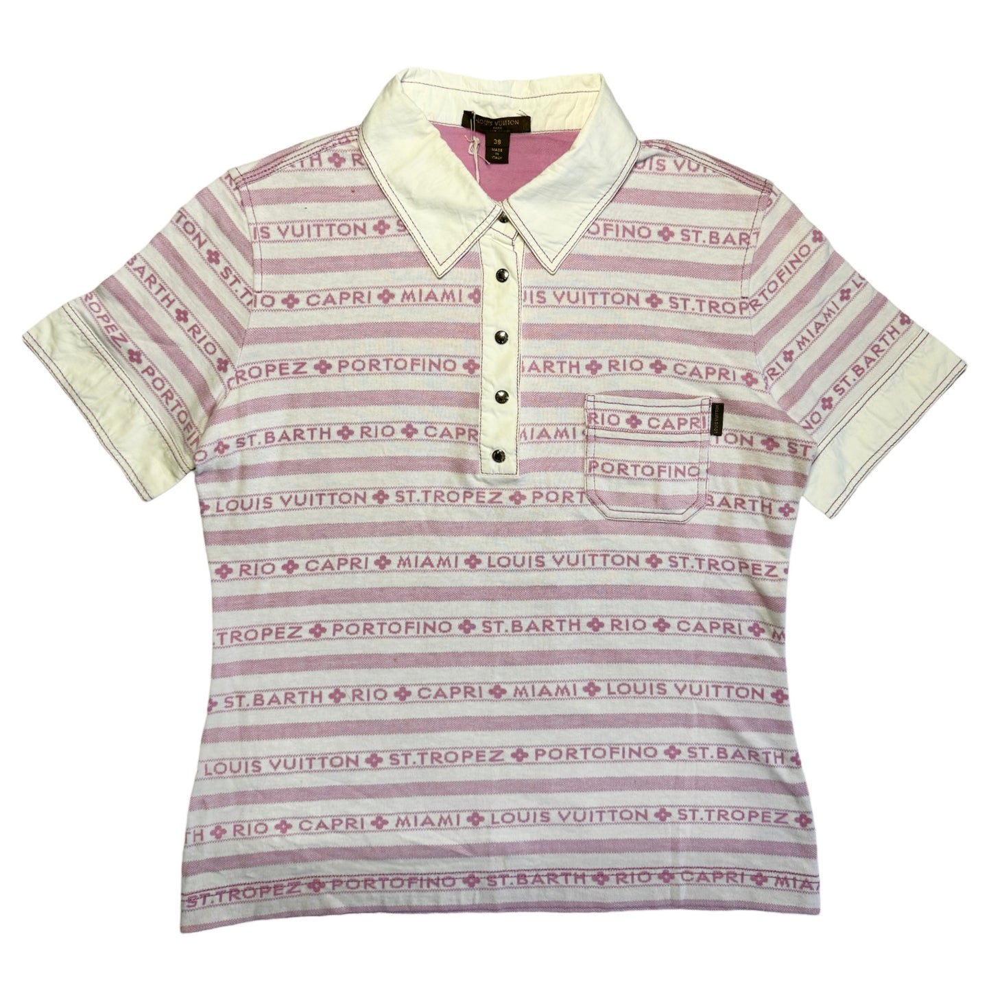 LOUIS VUITTON PURPLE LOGO STRIPE POLO