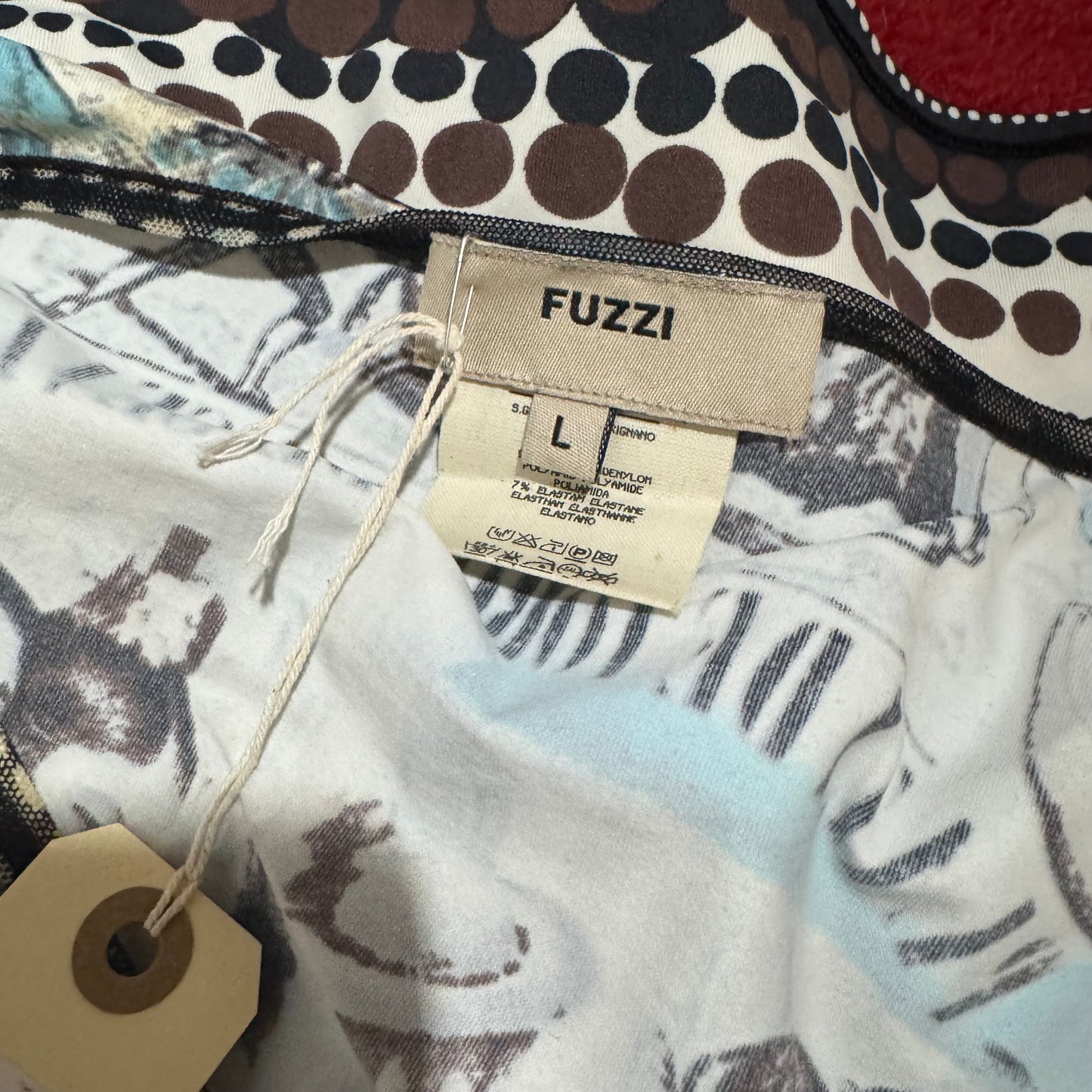 FUZZI ARTSY RENAISSANCE PRINTED MESH LONG SLEEVE TOP
