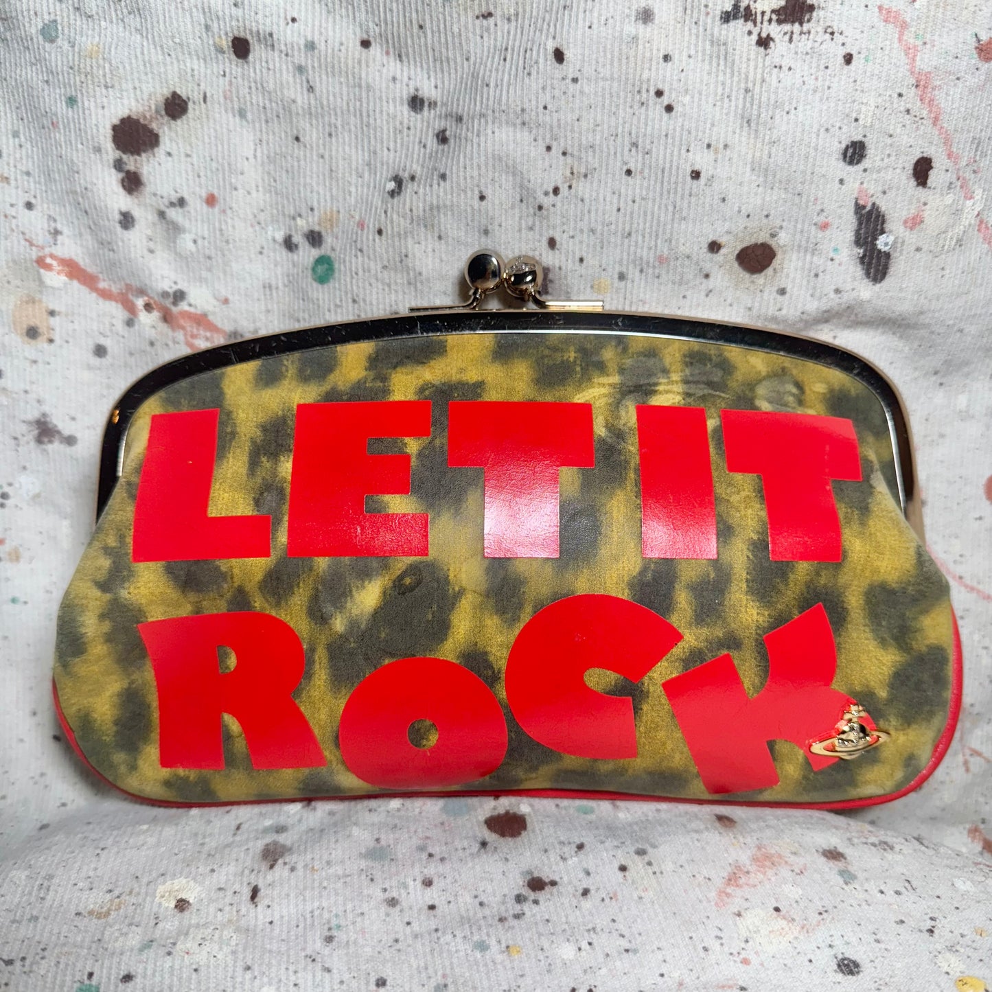 VIVIENNE WESTWOOD LET IT ROCK LEOPARD KISS LOCK WALLET CLUTCH