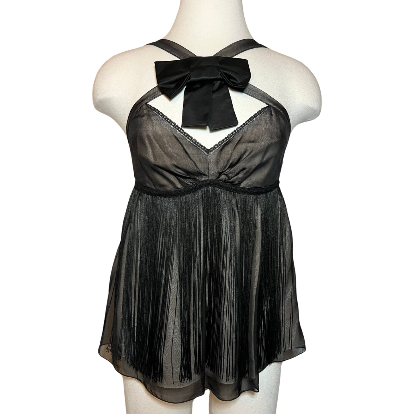 D&G BOW FRINGE BABYDOLL HALTER TOP