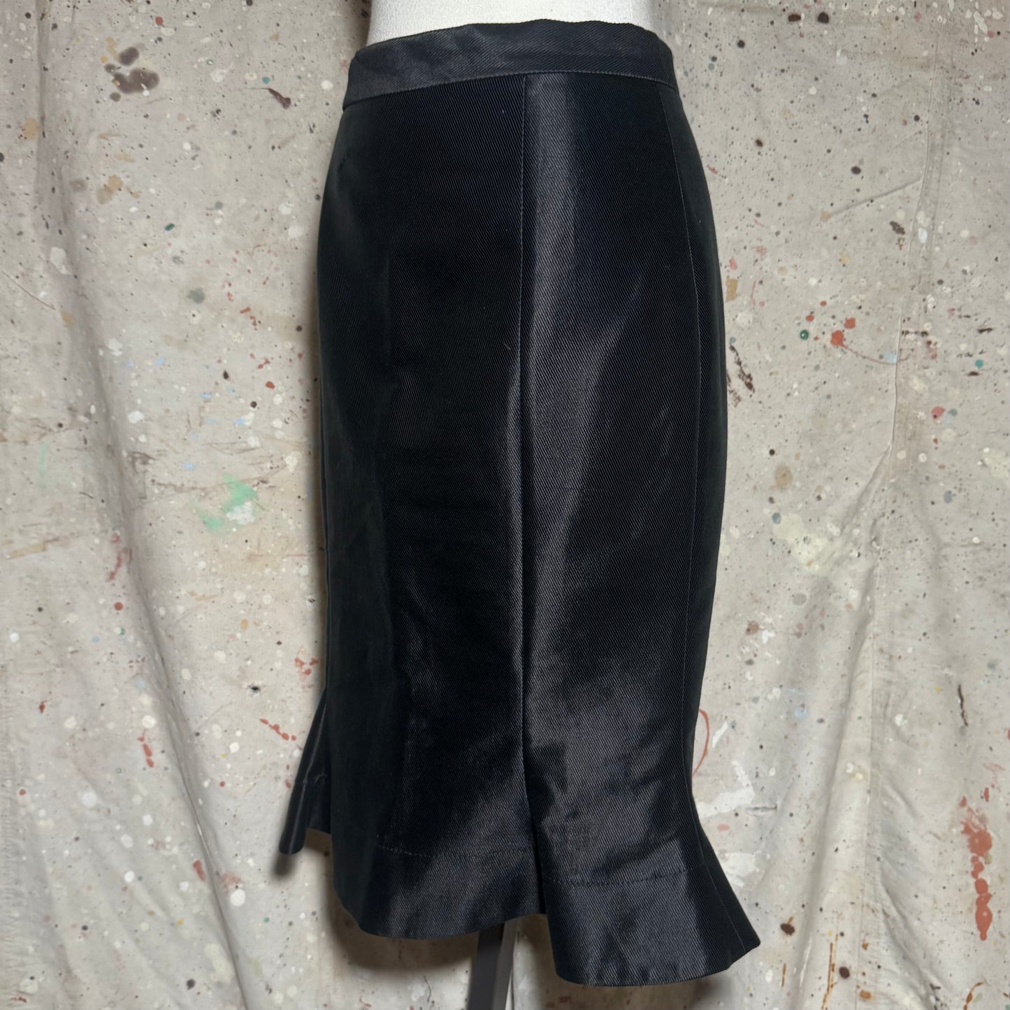VIVIENNE WESTWOOD BLACK ANGLOMANIA TRUMPET FRILL MERMAID PENCIL SUIT SKIRT