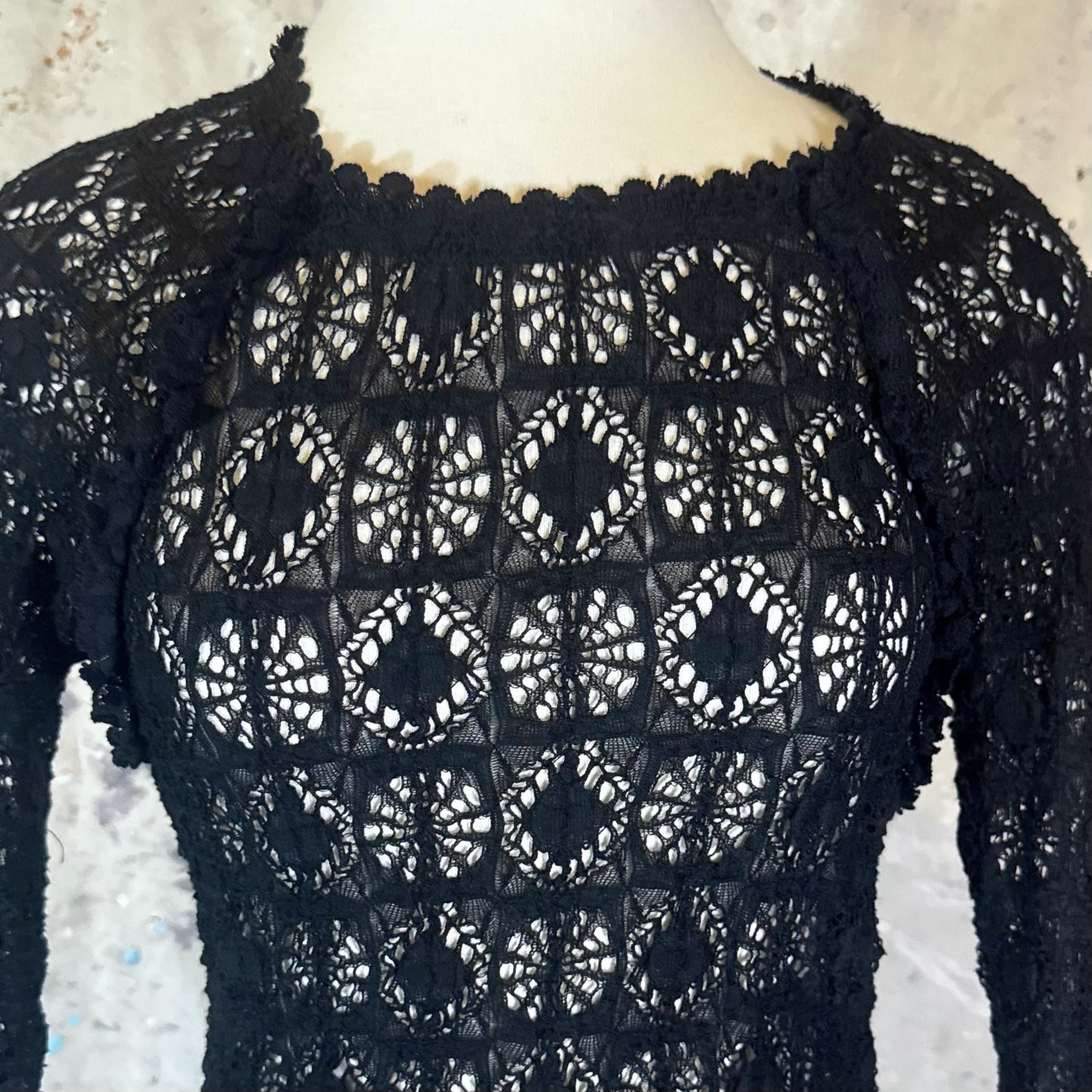 ISABEL MARANT BLACK CROCHET 3/4 SLEEVE DRESS