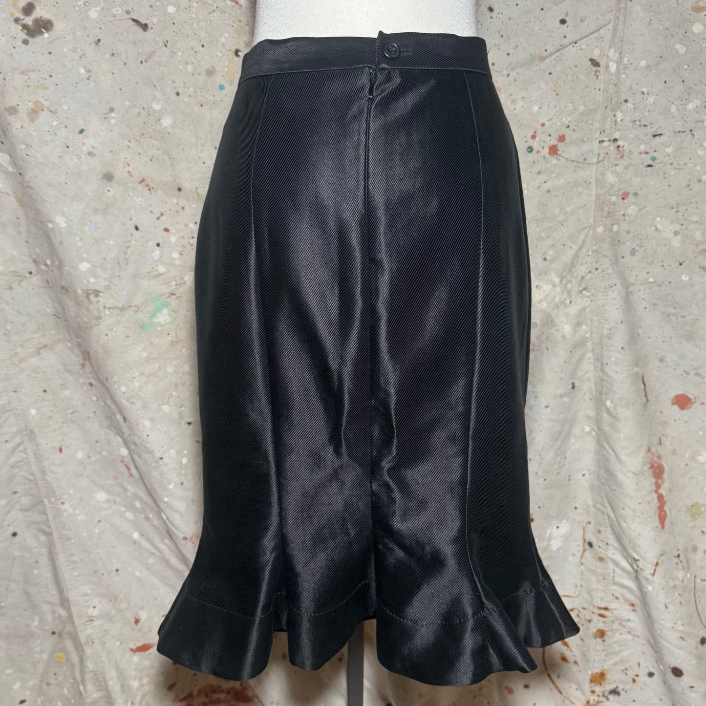 VIVIENNE WESTWOOD BLACK ANGLOMANIA TRUMPET FRILL MERMAID PENCIL SUIT SKIRT