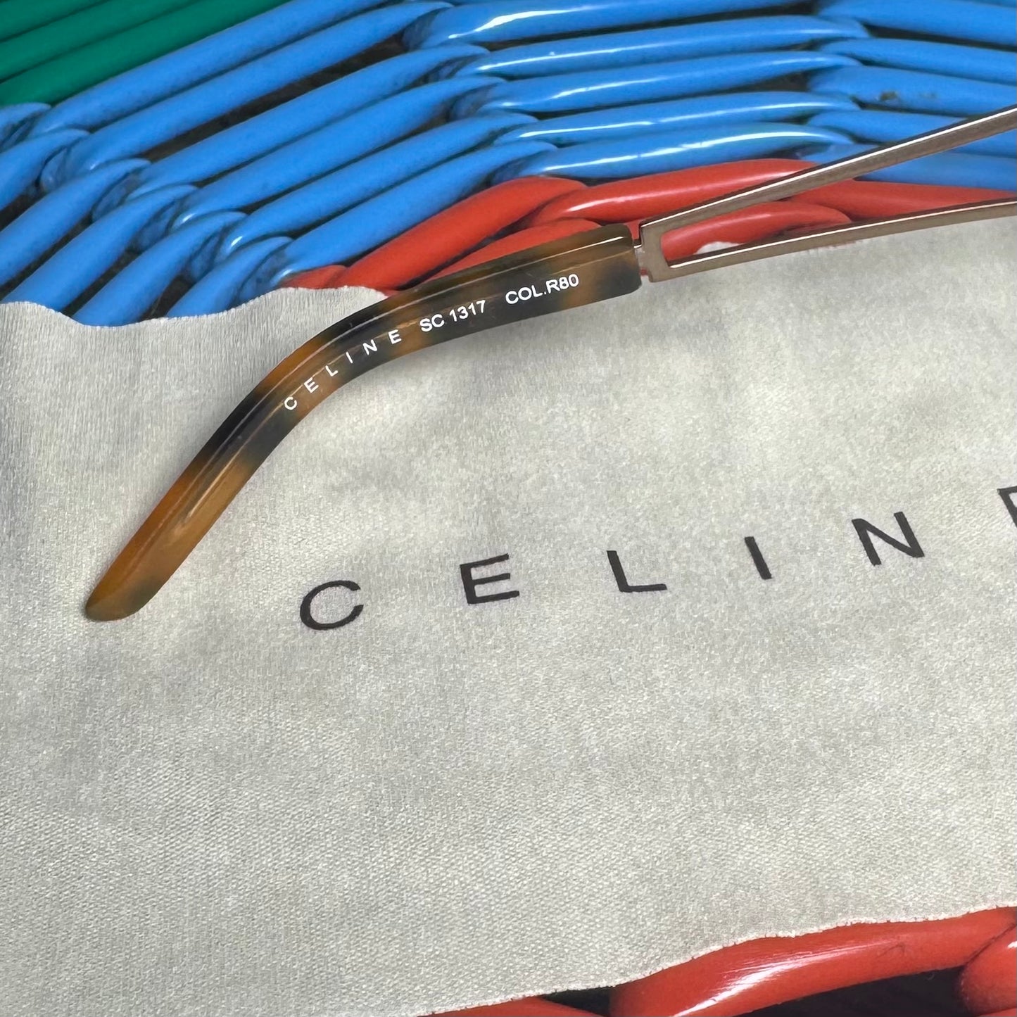 1990s CELINE WIRE BRONZE / PURPLE OVERSIZED MACADAM LOGO C SUNGLASSES SC1317