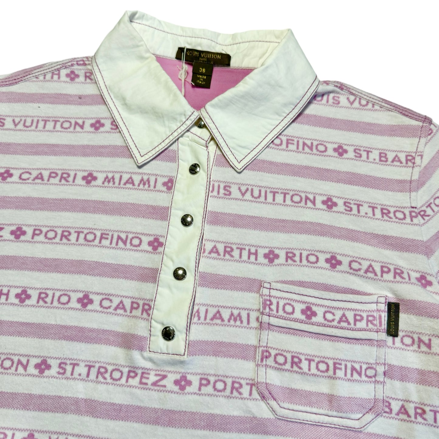 LOUIS VUITTON PURPLE LOGO STRIPE POLO