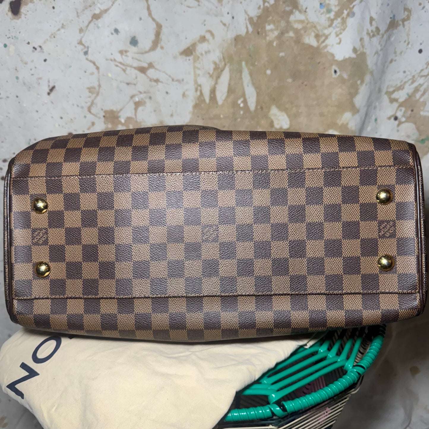 2007 LOUIS VUITTON EBENE TREVI GM BROWN DAMIER MONOGRAM BAG w 2 WAY STRAP