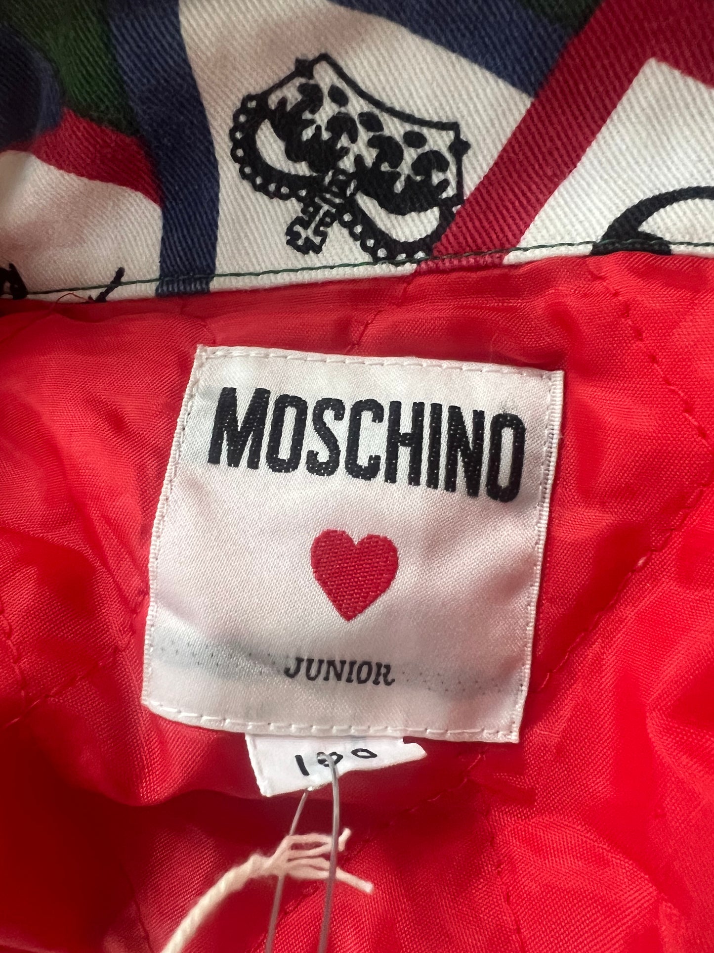 90S MOSCHINO ALL OVER PRINT DENIM JACKET