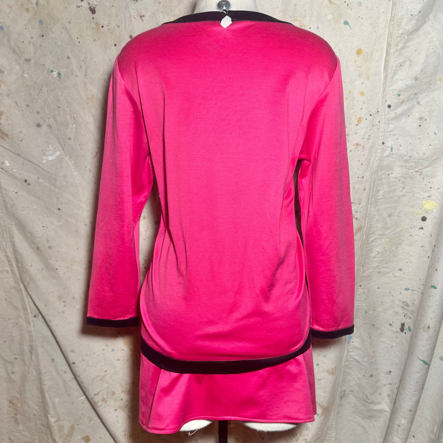 1980s YVES SAINT LAURENT PINK LOGO EMBROIDERED TWO PIECE SKIRT SET