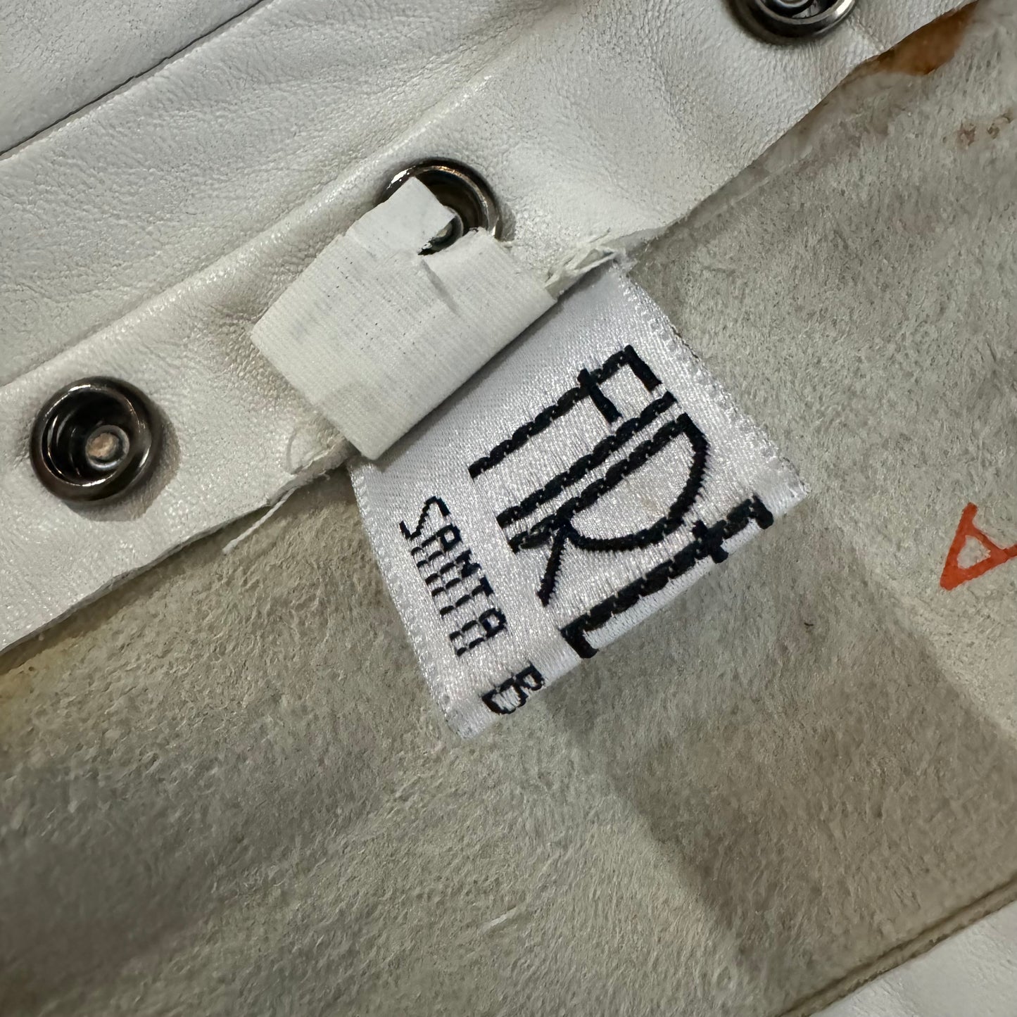 1980s WHITE LEATHER CRYSTAL STUDDED BUSTIER TOP