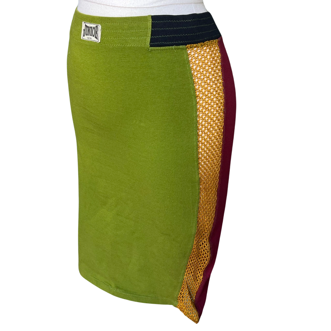 SS 1990 JEAN PAUL GAULTIER MESH BOXING LOGO JUNIOR SKIRT