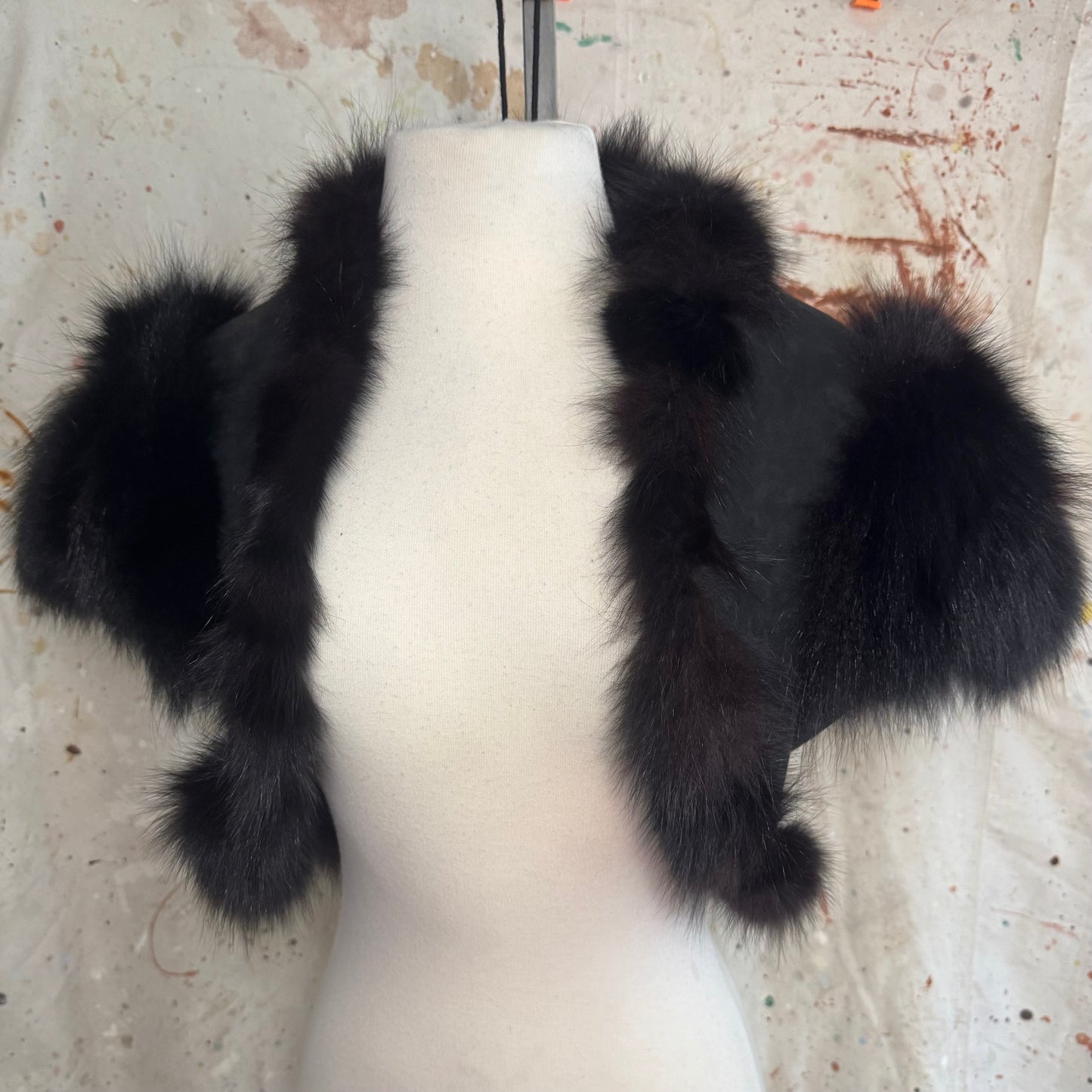 2000s ITALIAN DESIGNER BLACK SUEDE FUR BOLERO