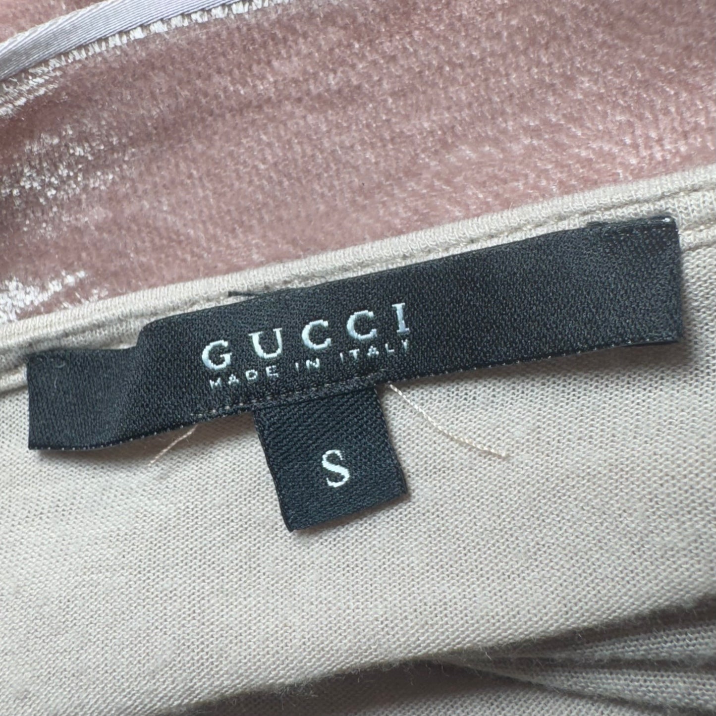 Gucci Tom Ford Dusty Pink Velvet Trim Long Sleeve Top
