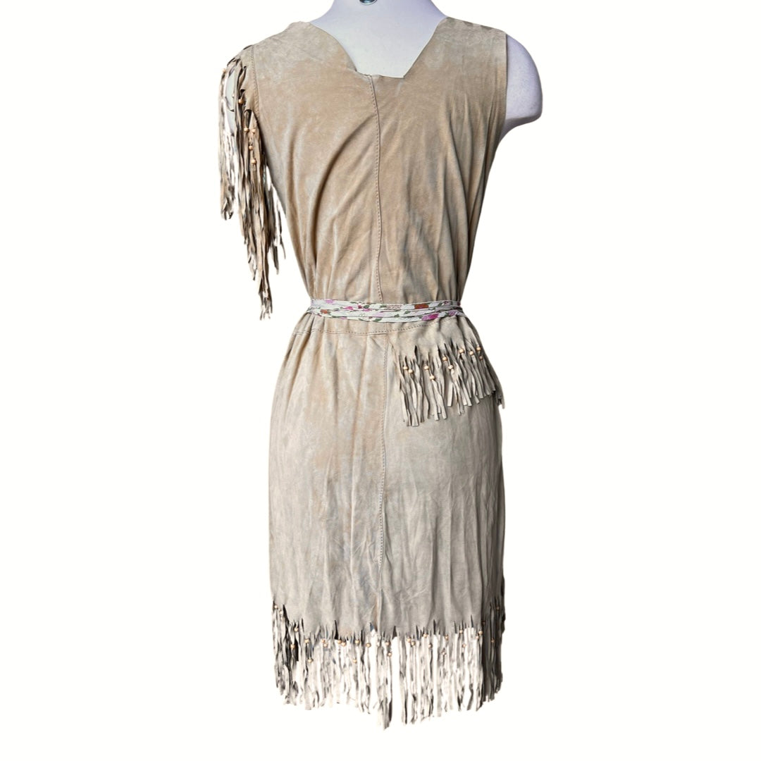 DOLCE & GABBANA SUEDE FRINGE WRAP DRESS