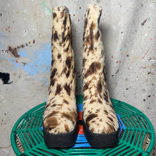 Stella Mcartney Skyla Cow Animal Printed Boots 38.5