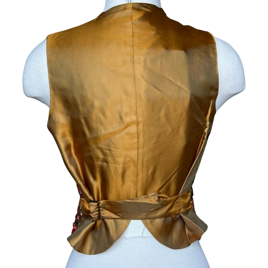 2000s PLEIN SUD SILK EMBROIDERED BUCKLE BACK VEST