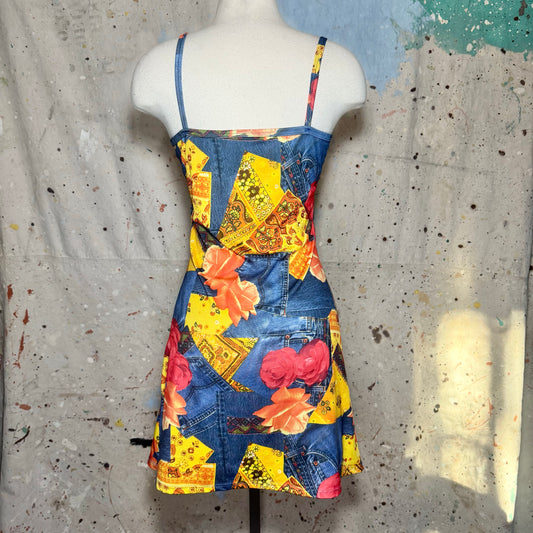 1990's Versace Trompe-Loeil Printed Denim Dress