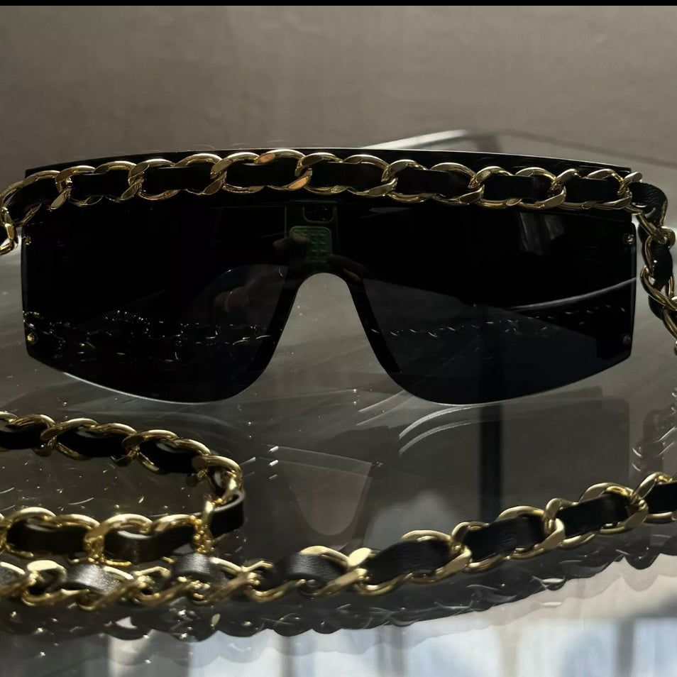 DERRICK CHANEL FW 1992 RUNWAY CHAIN SHEILD GLASSES 0027 90