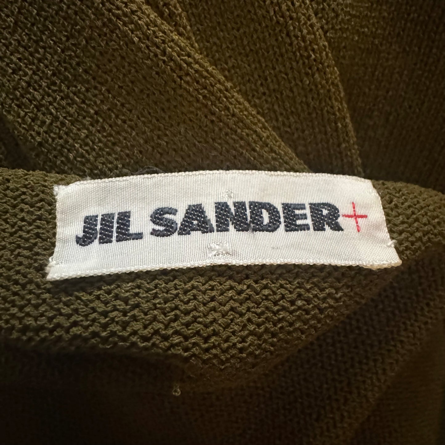 90s JIL SANDER OLIVE FLOWER APLIQUE KNIT OLIVE SWEATER