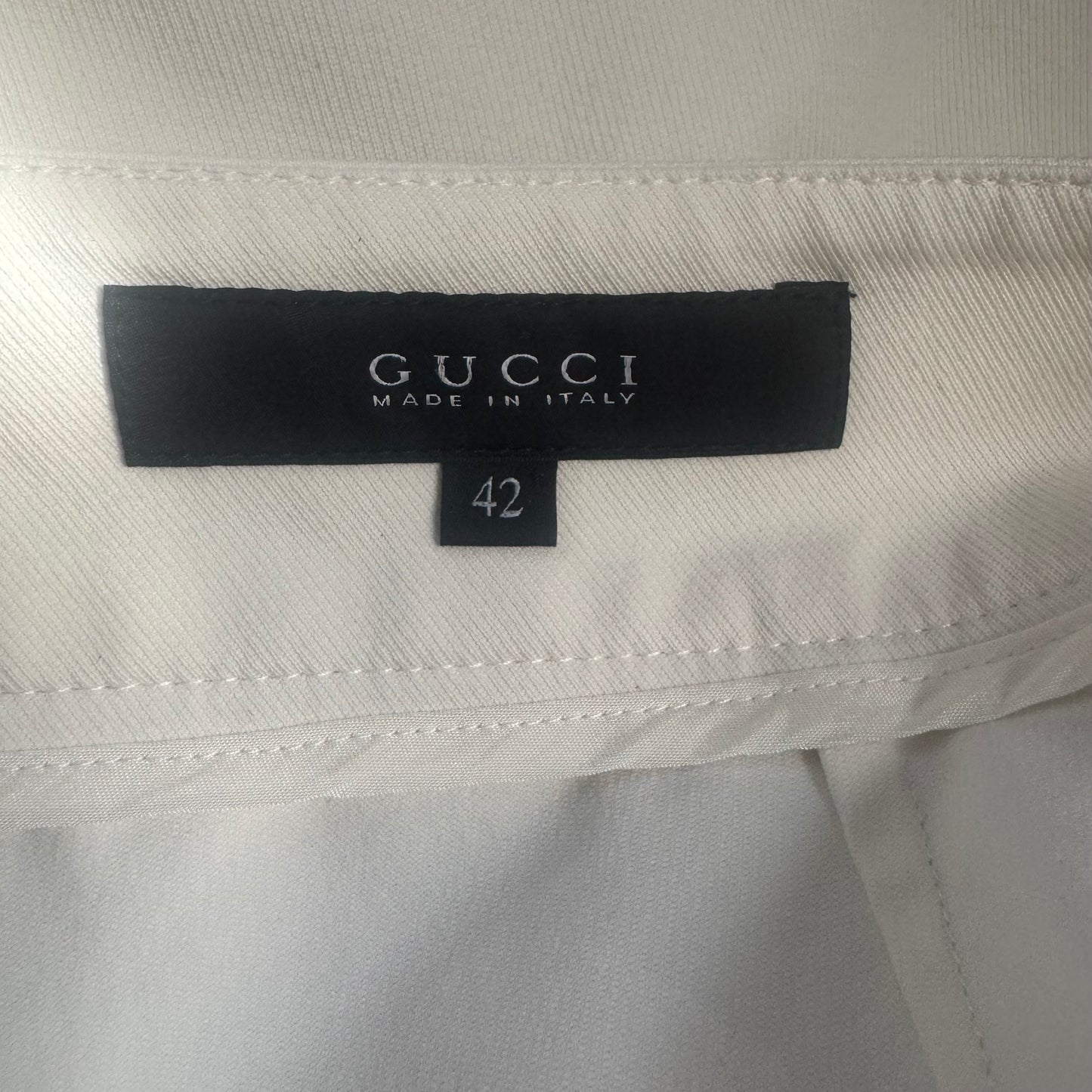 2014 GUCCI FRIDA GIANNINI IVORY SILVER BUTTON WHITE WIDE LEG SAILOR PANTS