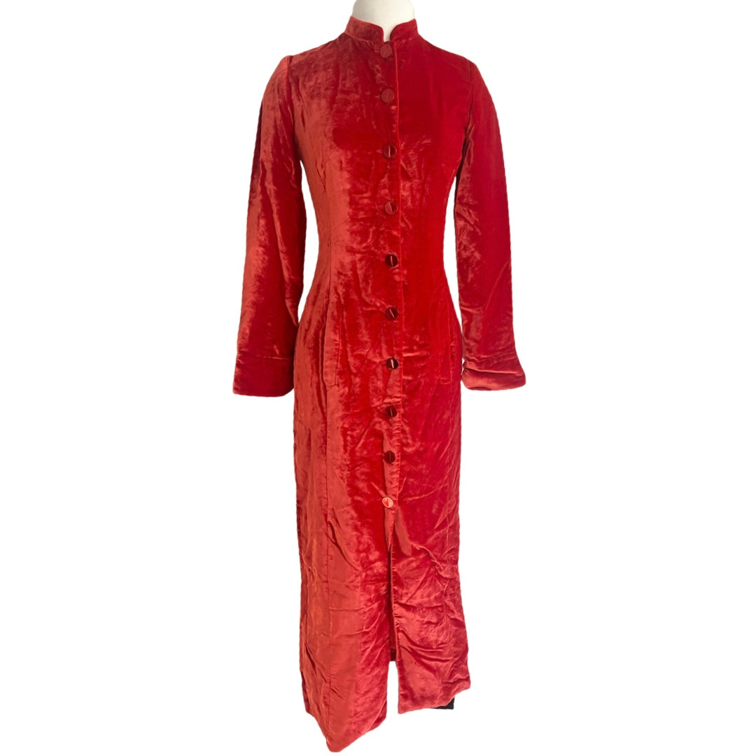 90s MYRENE DE PREMONVILLE RED LONG VELVET JACKET