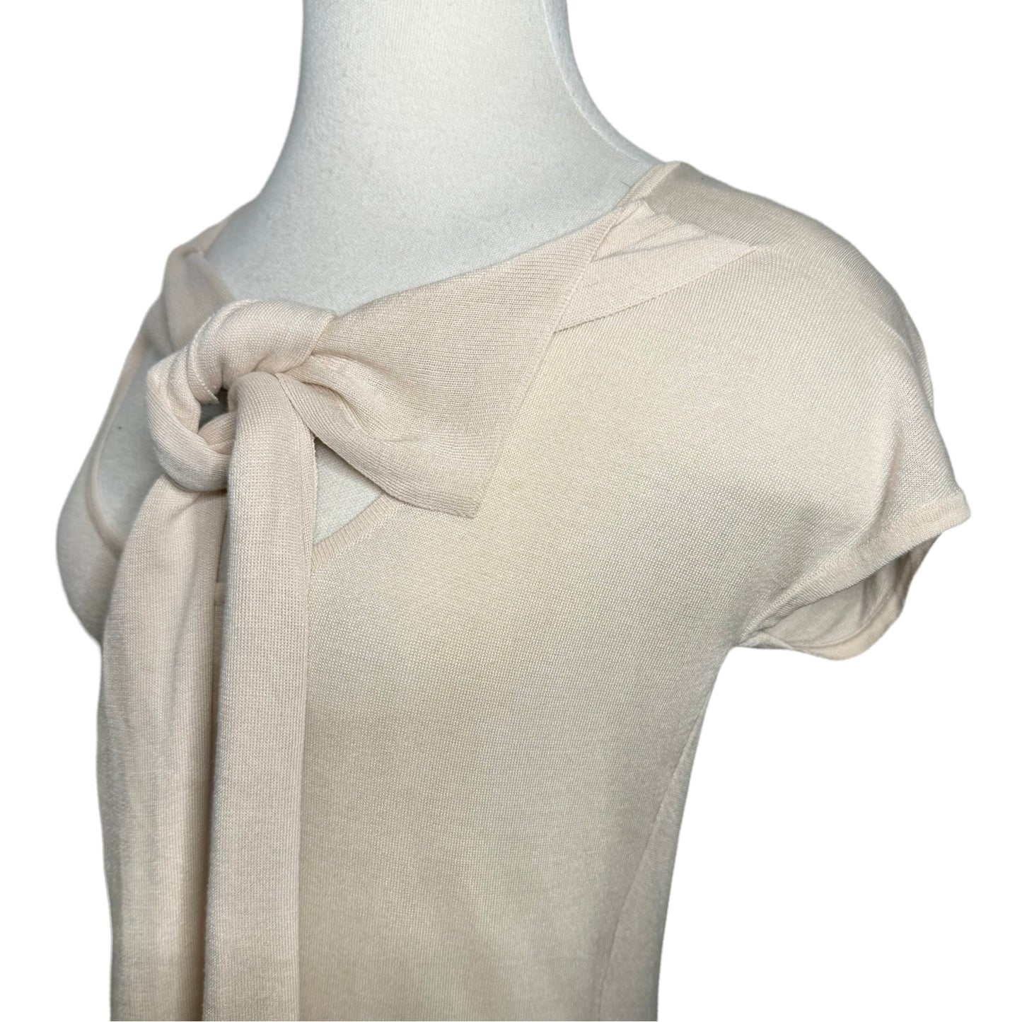 CELINE PHOEBE PHILO ERA TIE FRONT SHORT SLEEVE KNIT SWEATER