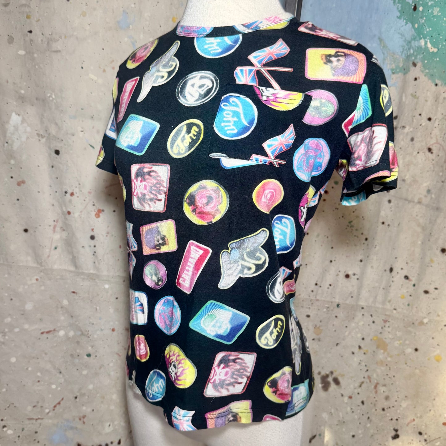 John Galliano All Over Patch Print Shirt