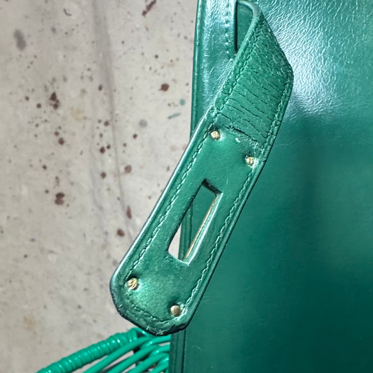 1960s / 1970s HERMES BOX SELLIER KELLY 32 VERT GREEN HANDBAG