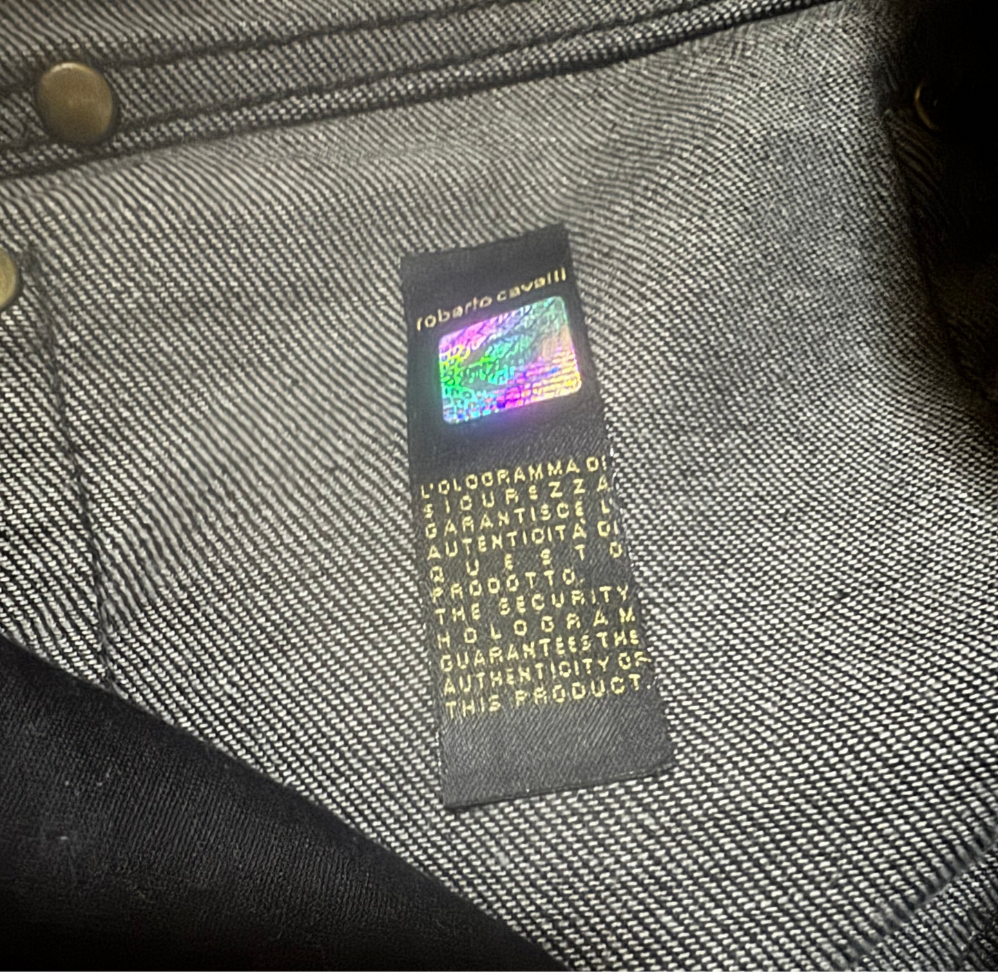 ROBERTO CAVALLI JUST CAVALLI BLACK GLITTER GRAPE ALL OVER PRINTED JEANS