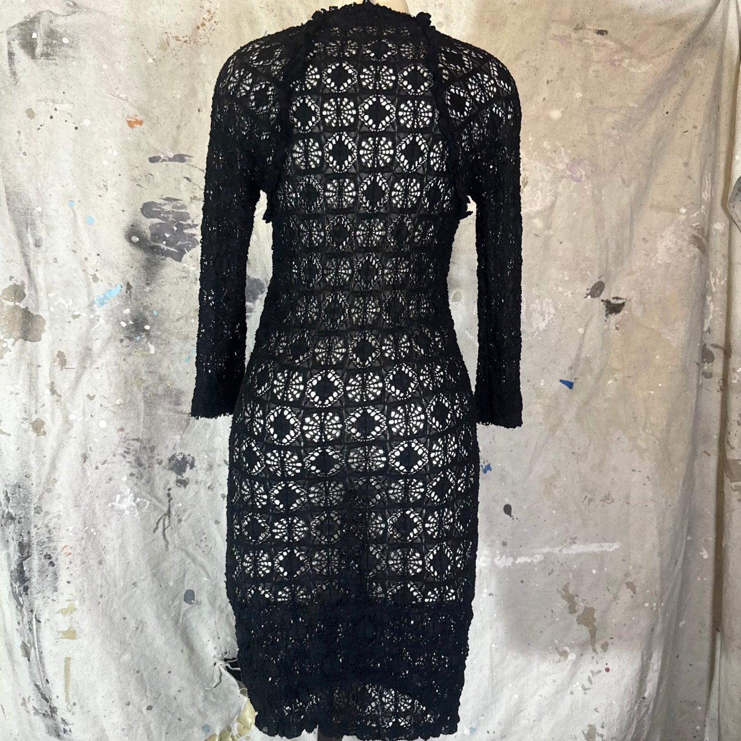 ISABEL MARANT BLACK CROCHET 3/4 SLEEVE DRESS