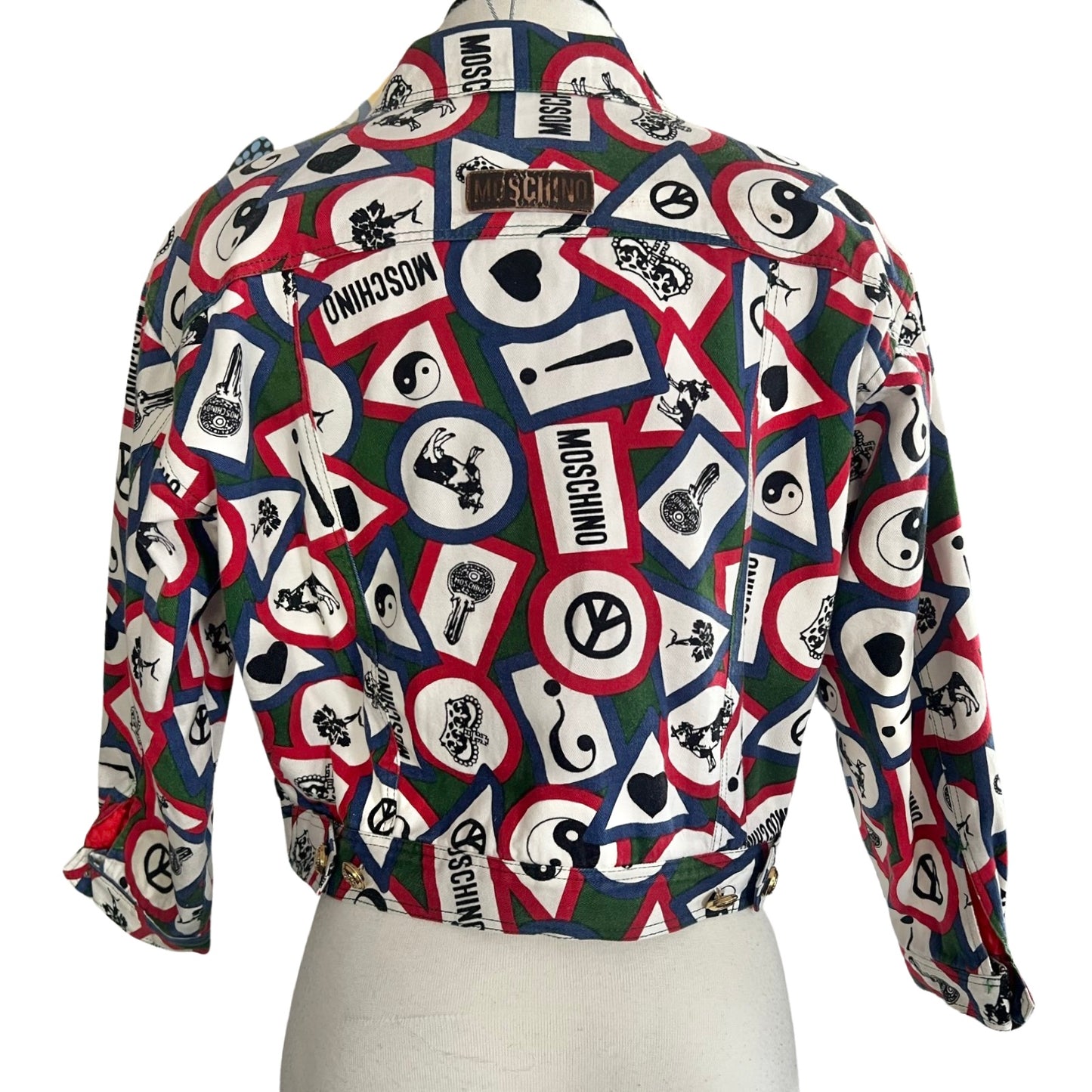 90S MOSCHINO ALL OVER PRINT DENIM JACKET