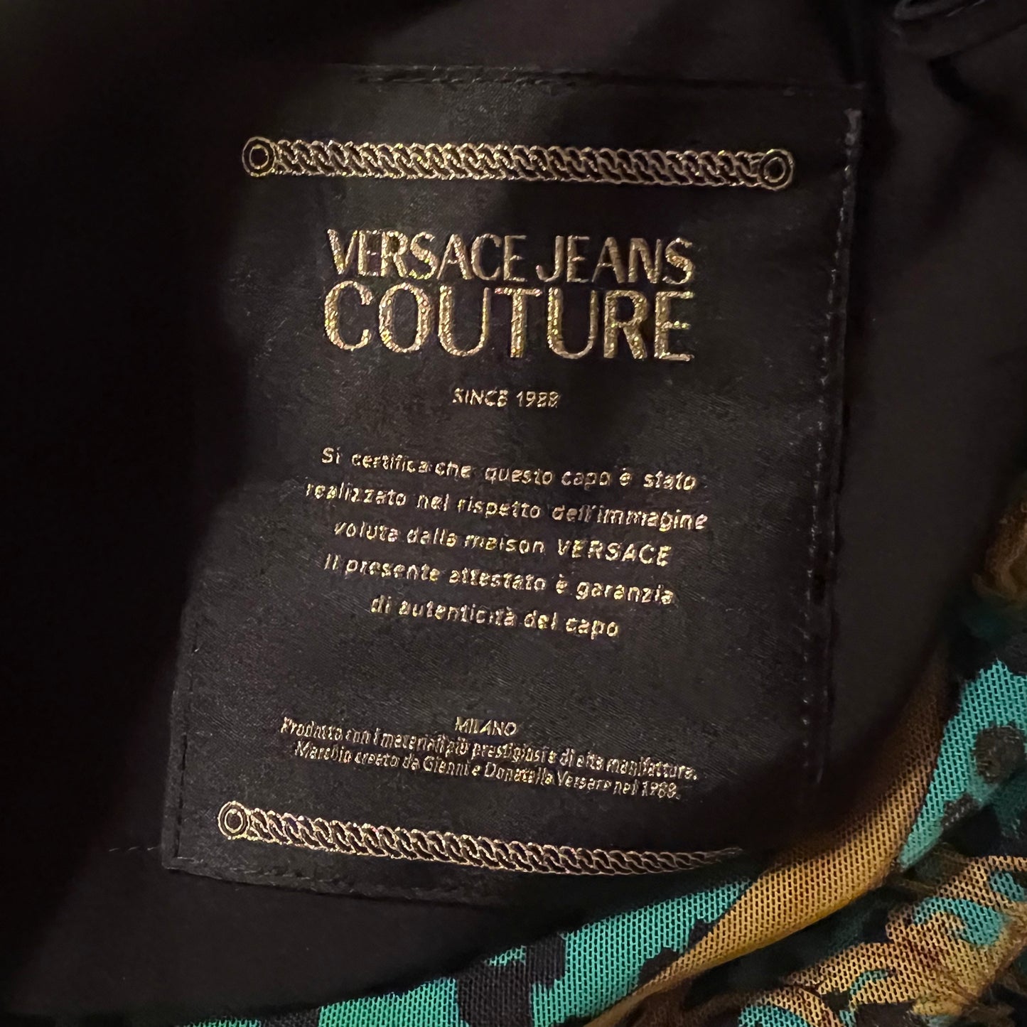 VERSACE JEANS COUTURE MESH DOUBLE LAYER LEOPARD CHAIN PRINT SKIRT