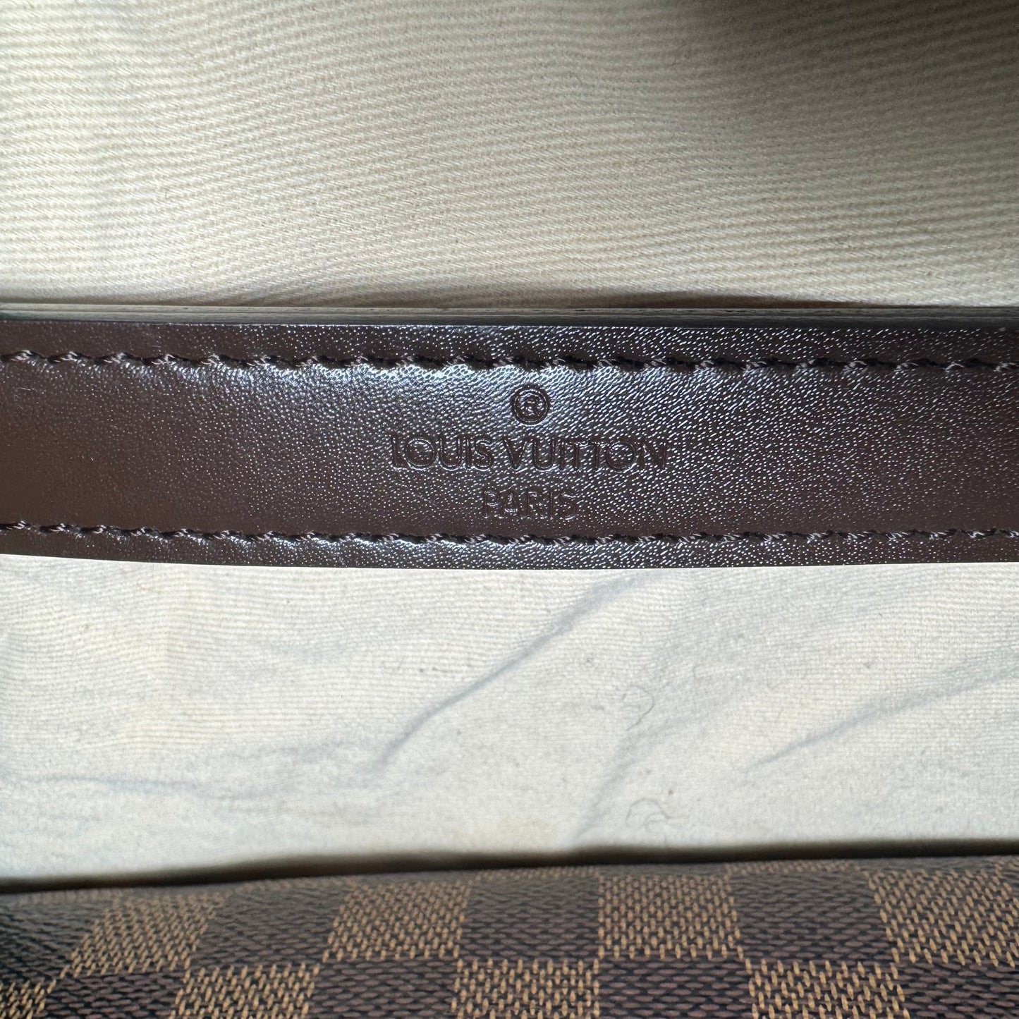 2007 LOUIS VUITTON EBENE TREVI GM BROWN DAMIER MONOGRAM BAG w 2 WAY STRAP