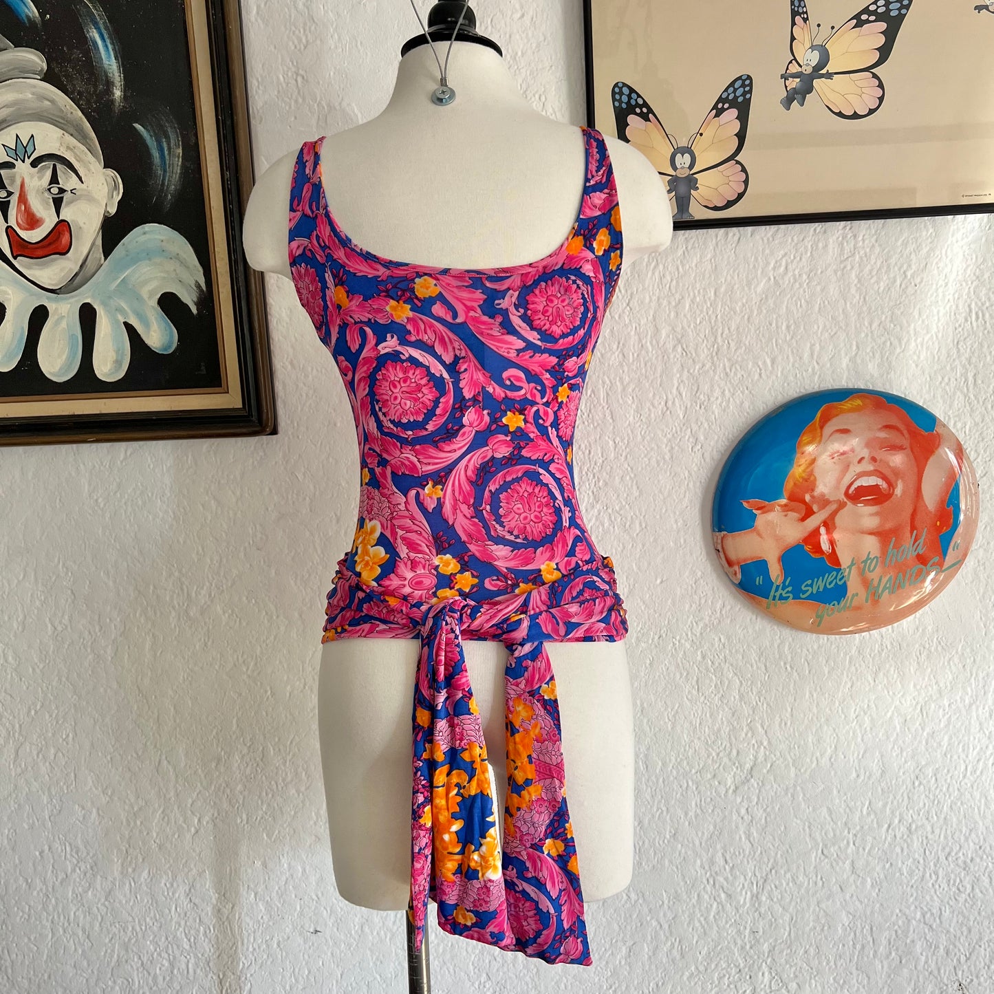 2000s Versace Jeans Printed Keyhole Top