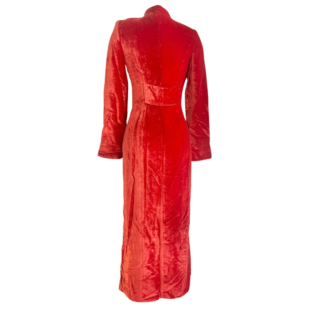 90s MYRENE DE PREMONVILLE RED LONG VELVET JACKET