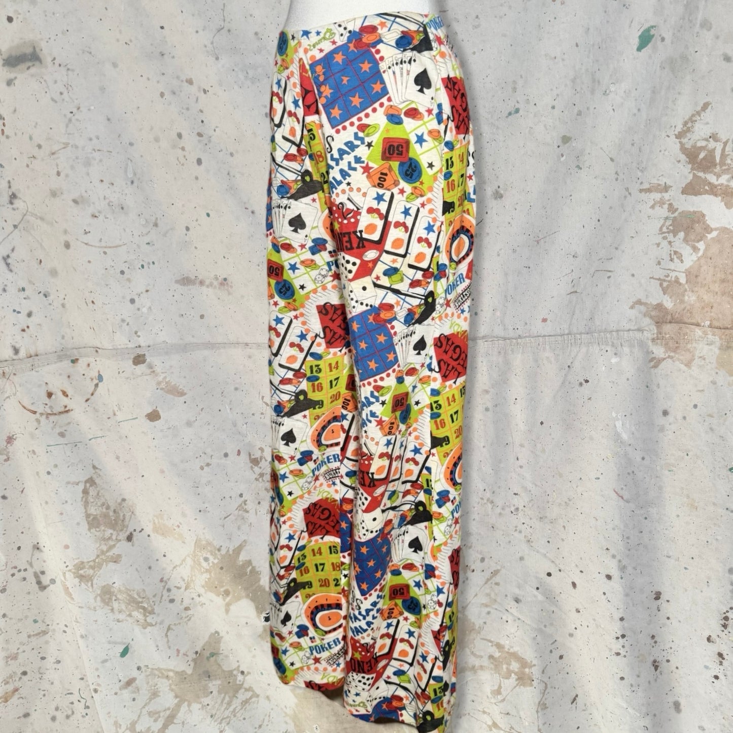 1960s / 1970s HIPPIE MOD All OVER PRINT VEGAS CESARS PALACE BELLBOTTOM PANTS