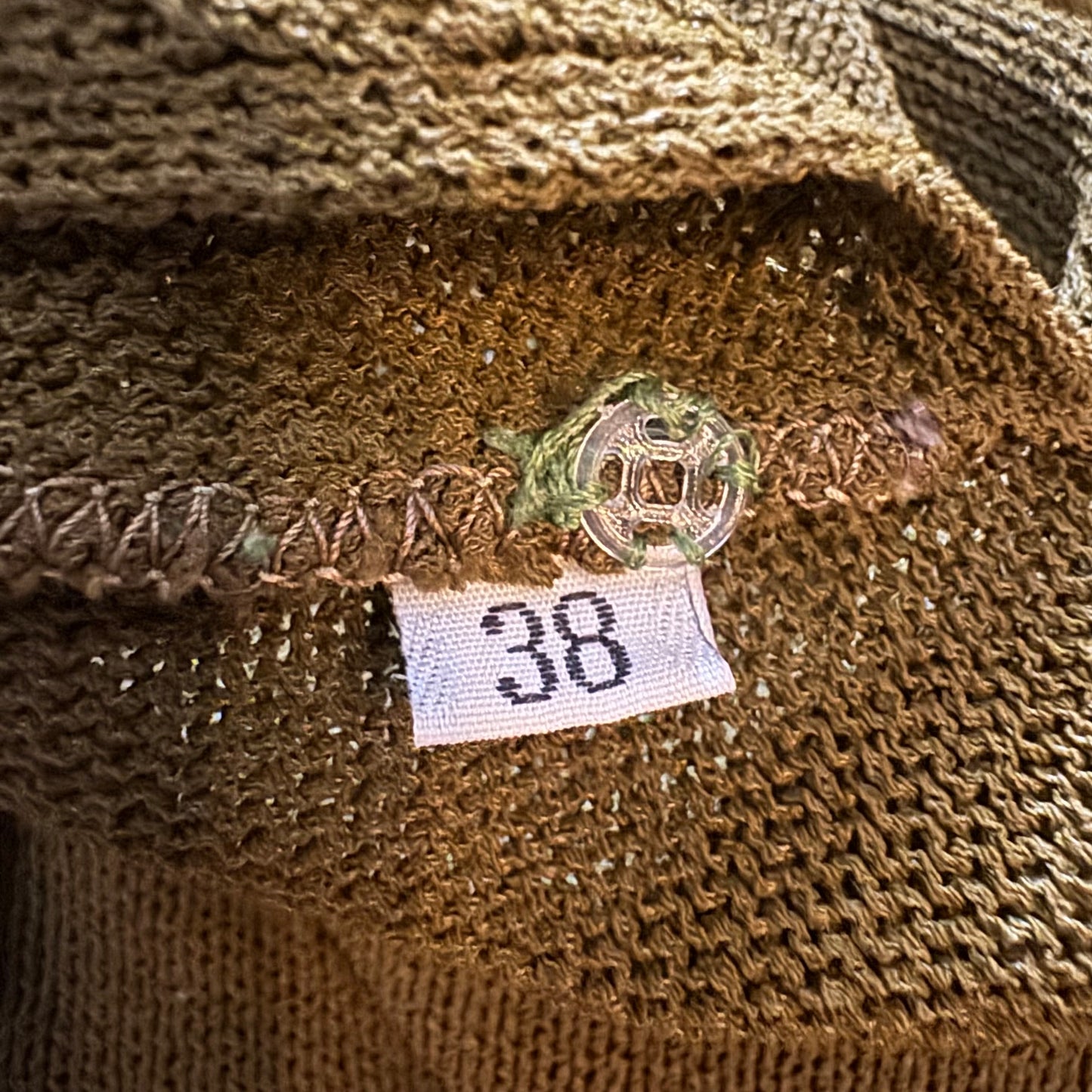 90s JIL SANDER OLIVE FLOWER APLIQUE KNIT OLIVE SWEATER