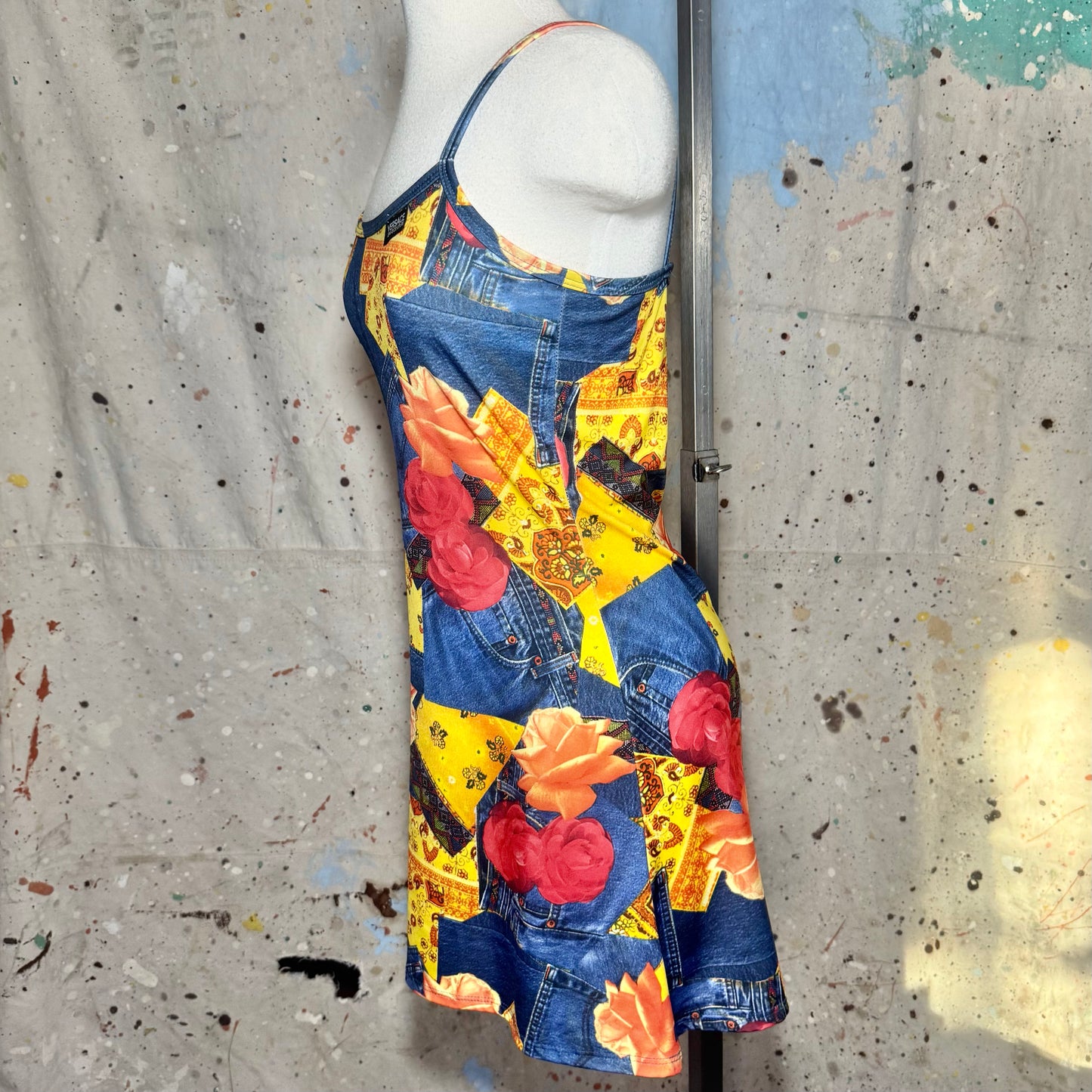 1990's Versace Trompe-Loeil Printed Denim Dress