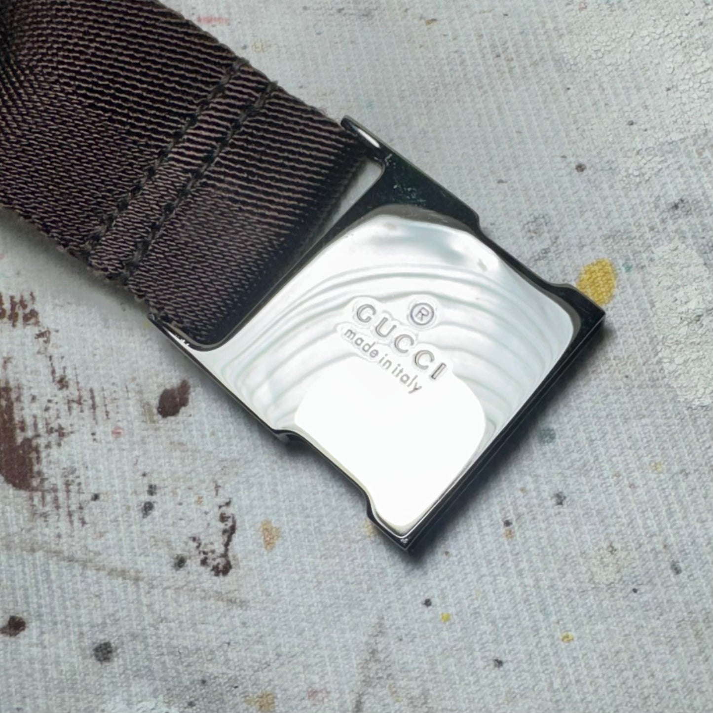 GUCCI BROWN GG MONOGRAM DOUBLE POCKET CANVAS BELT BAG