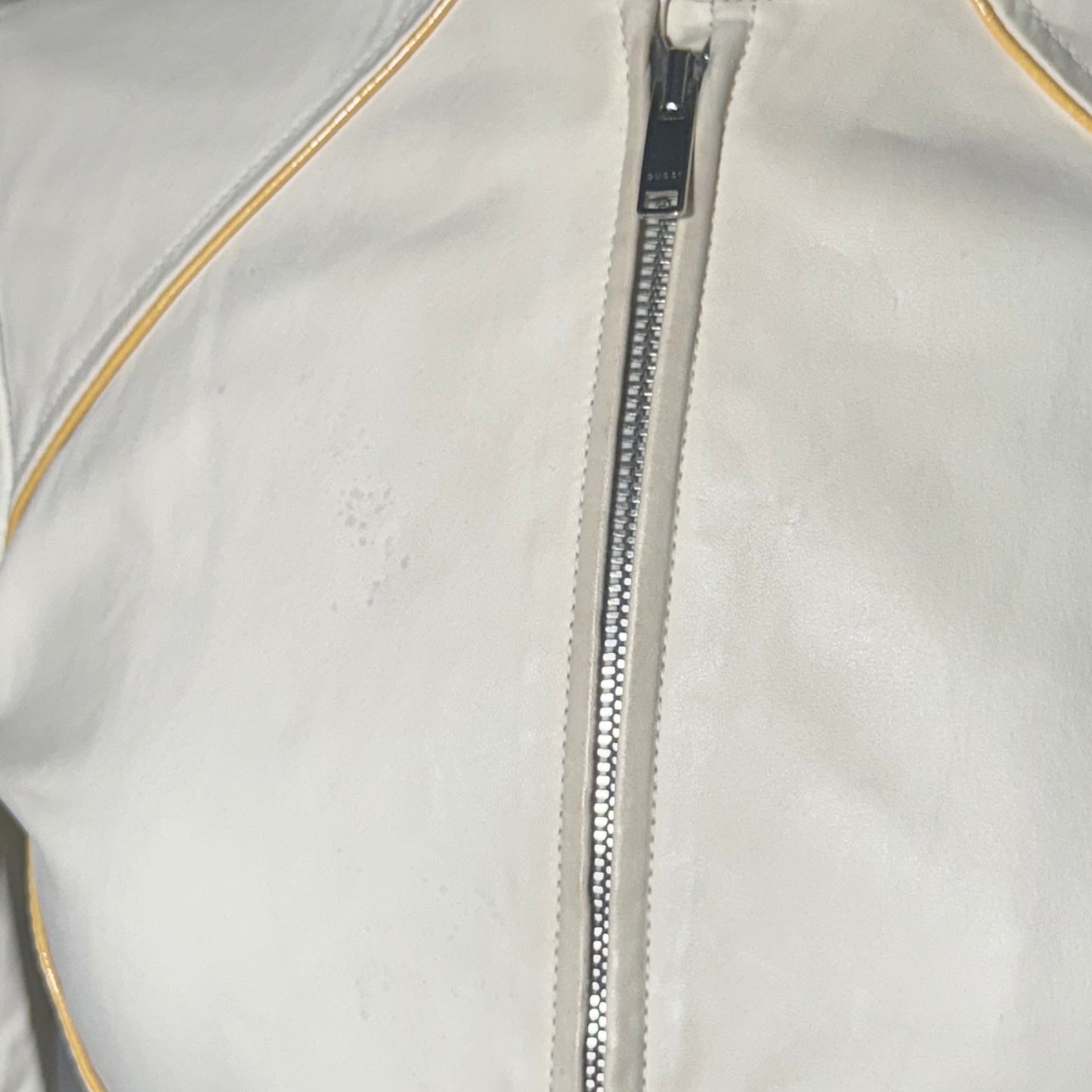 2000s GUCCI IVORY LEATHER MOTORCYCLE BUCKLE JACKET