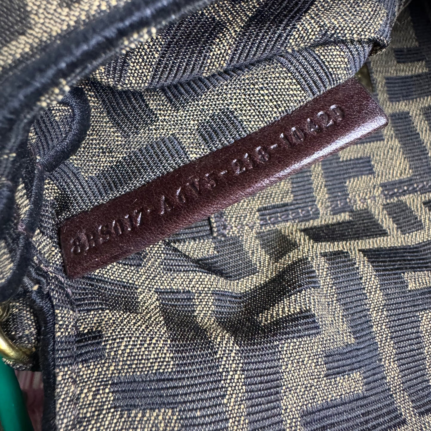 FENDI MINI BROWN FF MONOGRAM JACQUARD BAGUETTE