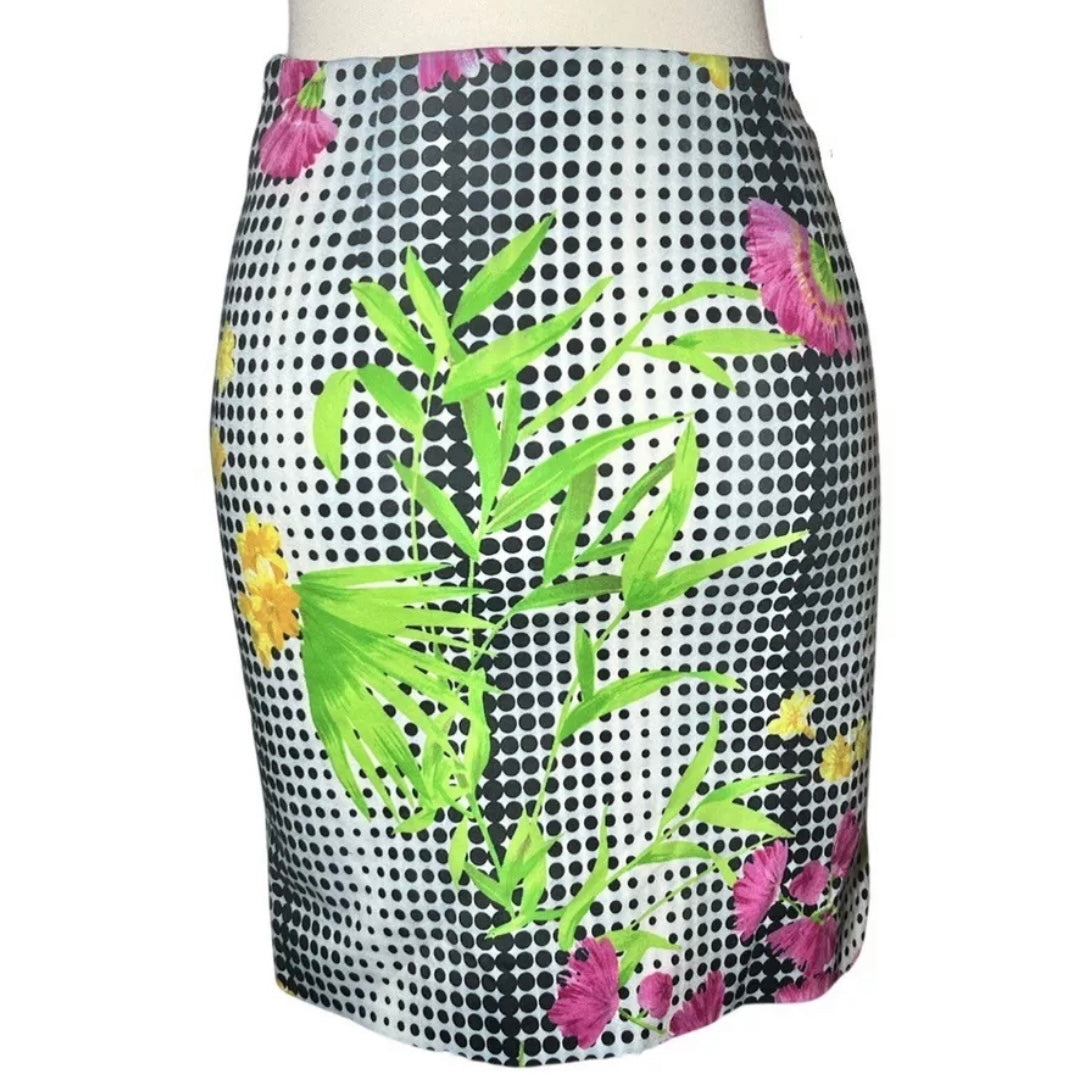 2000S VERSACE DOT & FLORAL PRINTED SKIRT