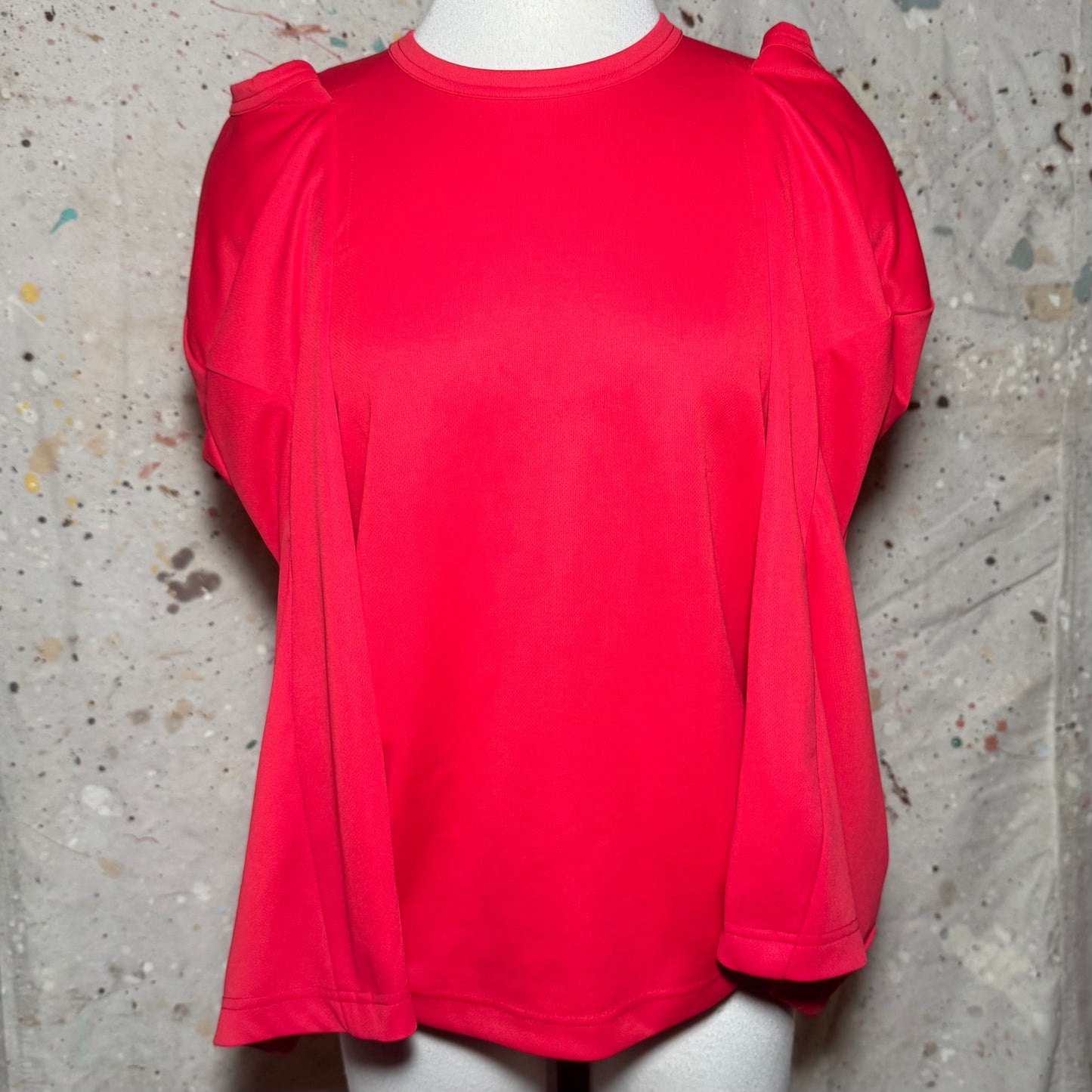 2017 COMME DES GARÇONS RED CUTOUT PIECED 3/4 BELL SLEEVE SHIRT RED M GA-T009