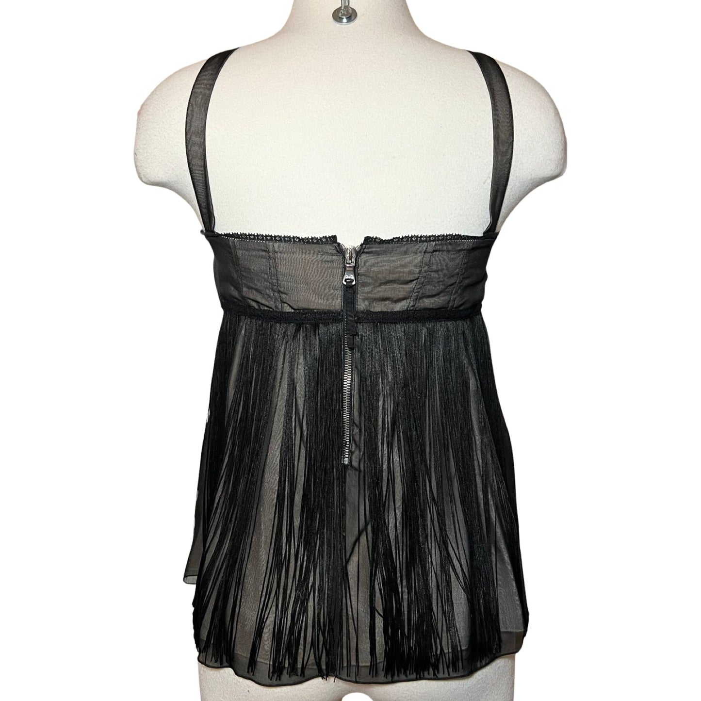 D&G BOW FRINGE BABYDOLL HALTER TOP