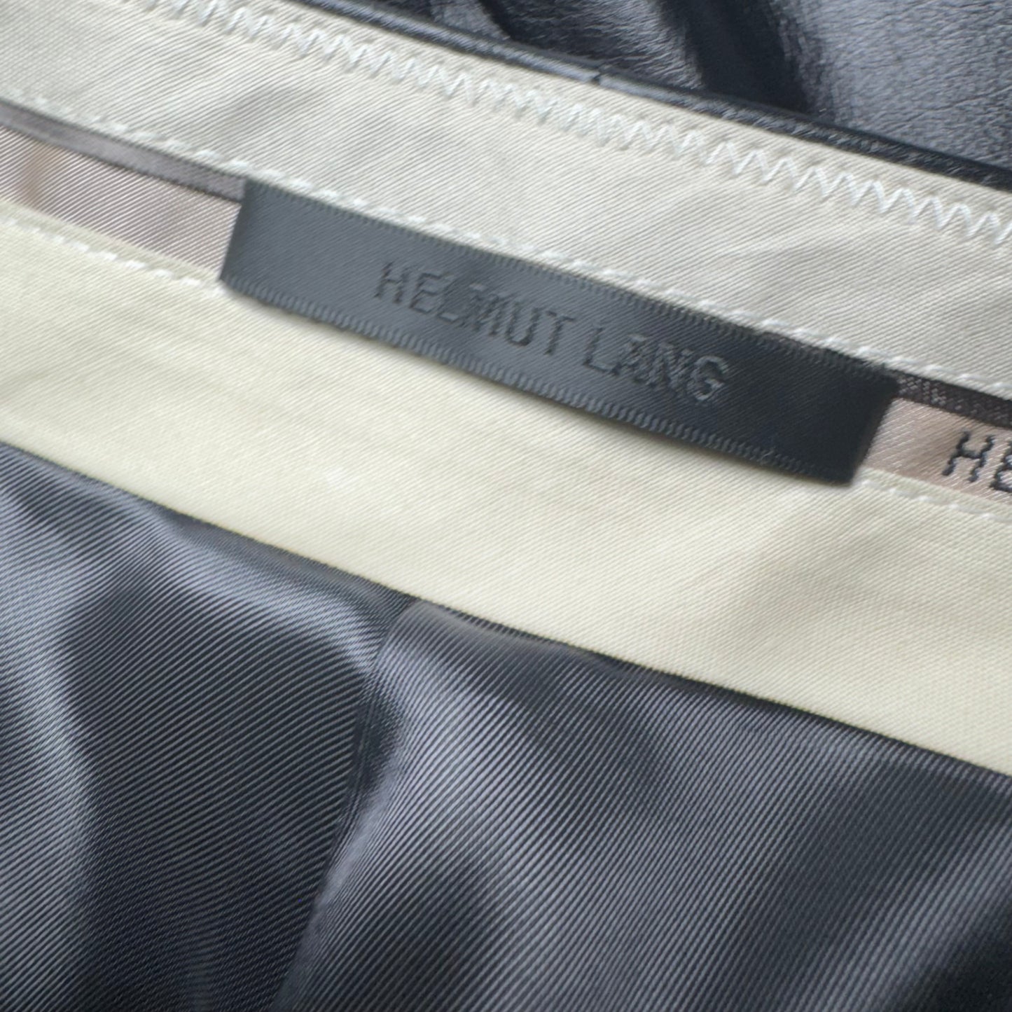 HELMUT LANG BLACK CALF LEATHER RELAXED FIT CARPENTER TROUSERS