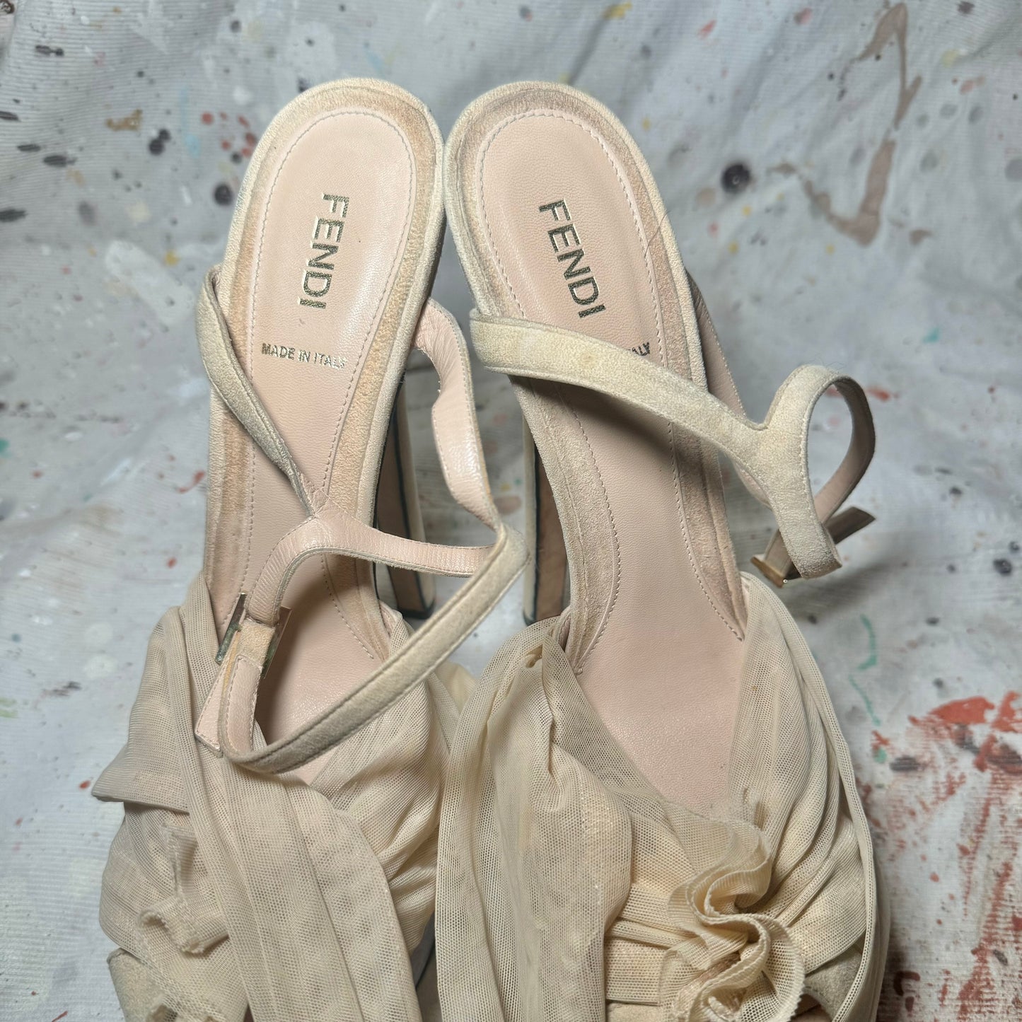 FENDI SS 2010 LUCITE WRAP PLATFORM RUNWAY HEELS - 40