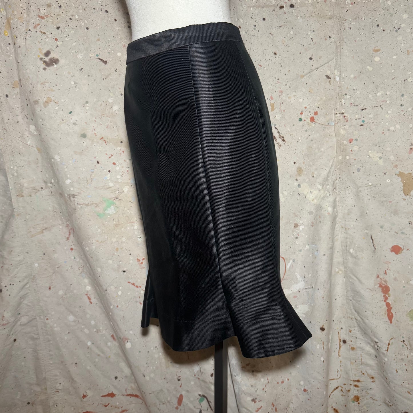VIVIENNE WESTWOOD BLACK ANGLOMANIA TRUMPET FRILL MERMAID PENCIL SUIT SKIRT