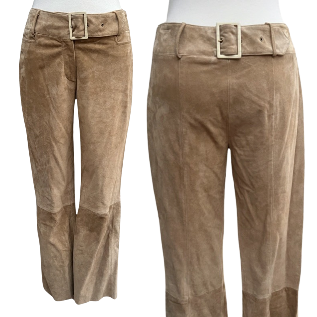 DOLCE & GABBANA FRONT & BACK REVERSE BUCKLE SUEDE PANTS