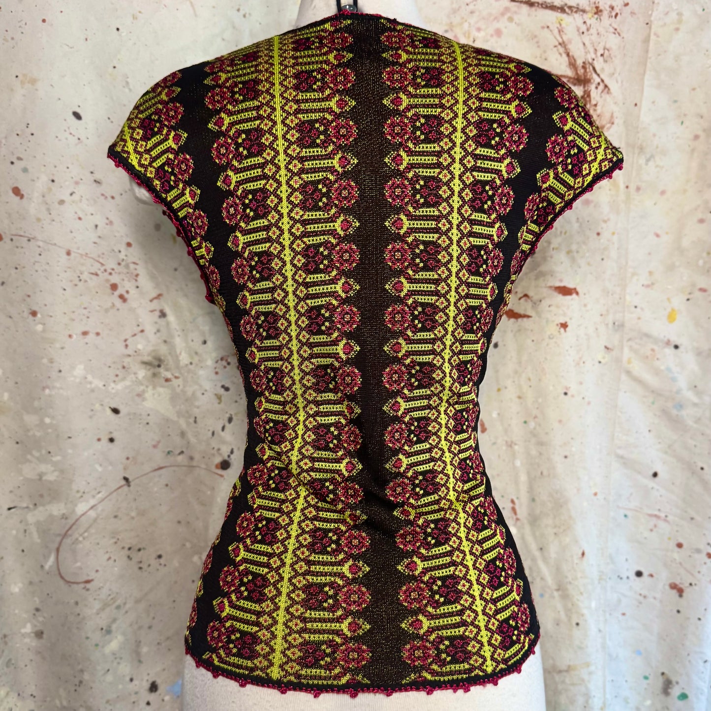 1990s CHRISTIAN LACROIX MULTICOLOR STRIPE SEQUIN KNIT TOP