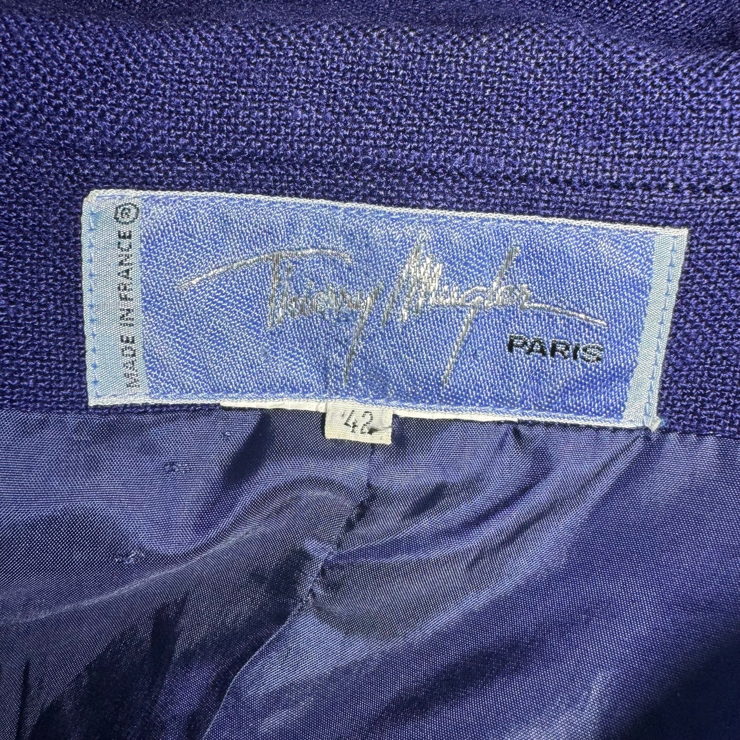 80s / 90s Thierry Mugler Blue Sailor Style Window Cut Out Suit